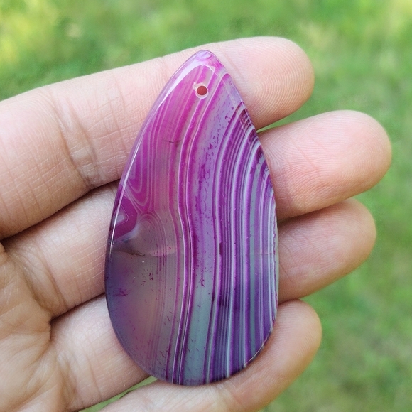 Purple Agate Teardrop Pendant Gemstone - Picture 2 of 2